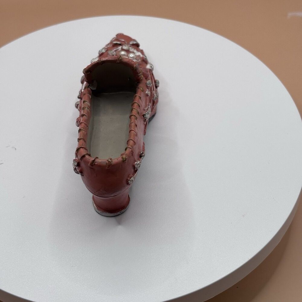 Vintage Style Miniature Shoe Sculptures Pink Floral & Teal Rhinestone Decorative - Picture 15 of 16